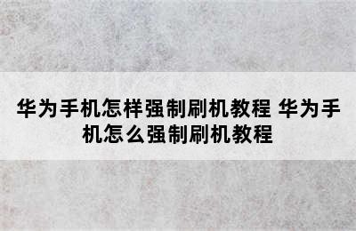 华为手机怎样强制刷机教程 华为手机怎么强制刷机教程